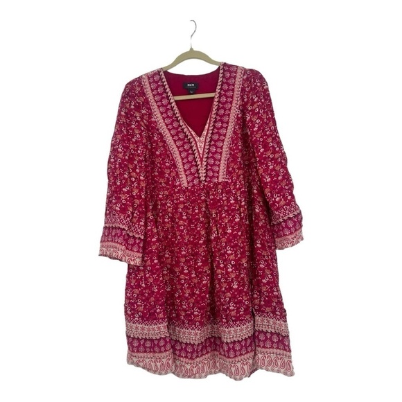 Anthropologie Maeve Isabel Embroidered Tunic Batik Print Embroidered Dress Small - Picture 3 of 7